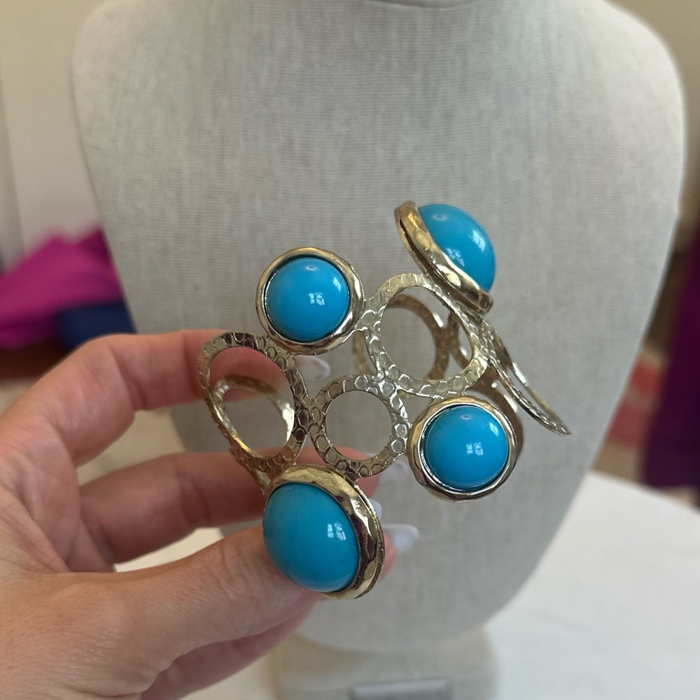 Gold and Turquoise Statement Cuff Bracelet like new